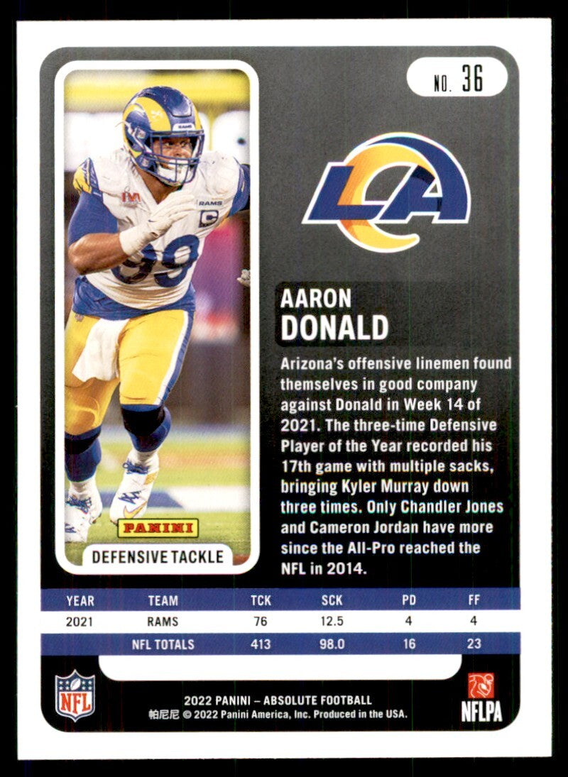 2022 Panini Absolute Aaron Donald Football Cards #36