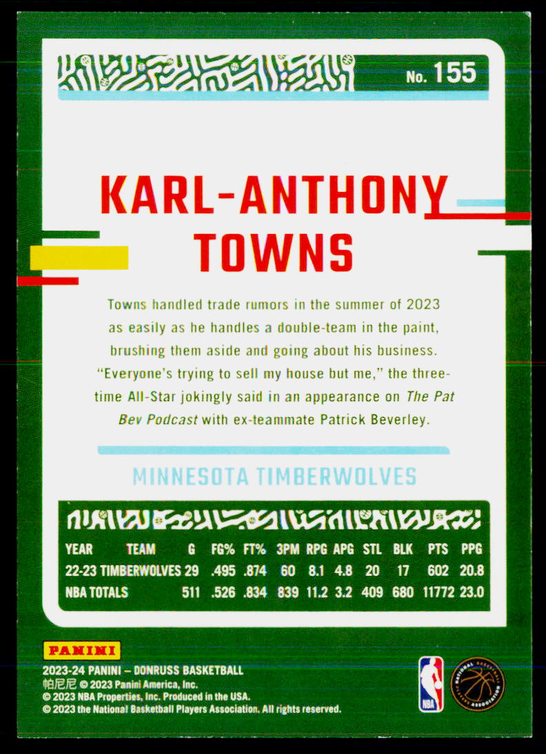 2023-24 Donruss #155 Karl-Anthony Towns