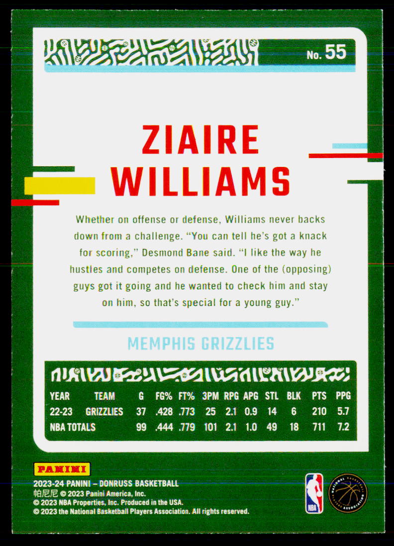 2023-24 Donruss #55 Ziaire Williams