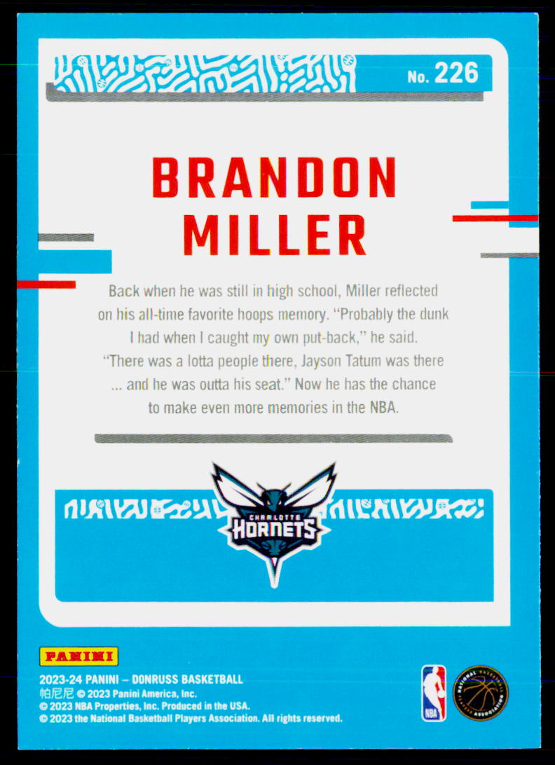 2023-24 Donruss #226 Brandon Miller