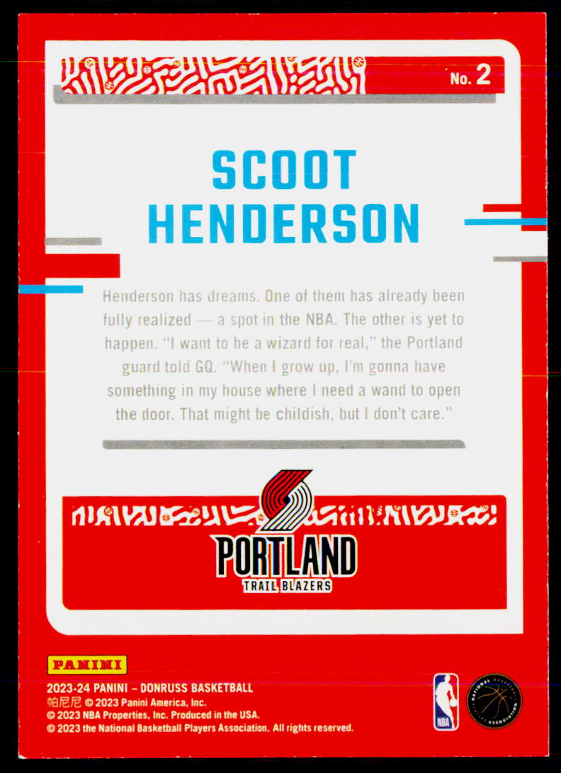 2023-24 Donruss #2 Scoot Henderson The Rookies