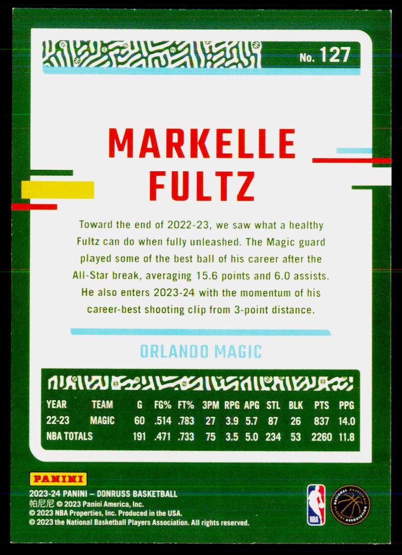 2023-24 Donruss #127 Markelle Fultz