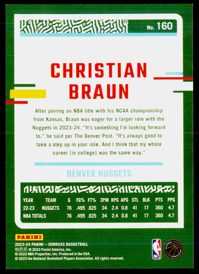 2023-24 Donruss #160 Christian Braun