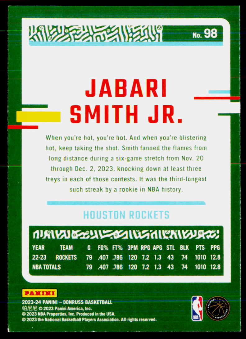 2023-24 Donruss #98 Jabari Smith Jr.