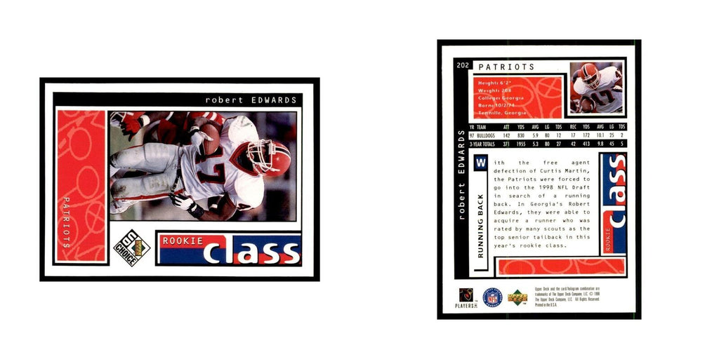 Robert Edwards Rookie 1998 UD Choice #202 Football Cards Football Card NM