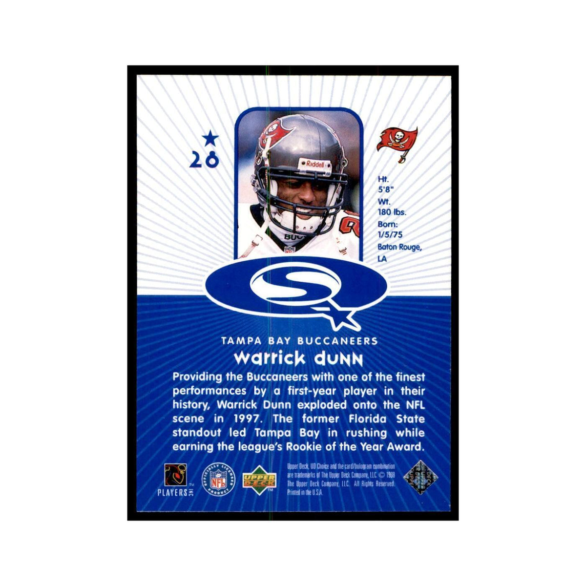 Warrick Dunn 1998 UD Choice #26 Football Cards Football Card NM