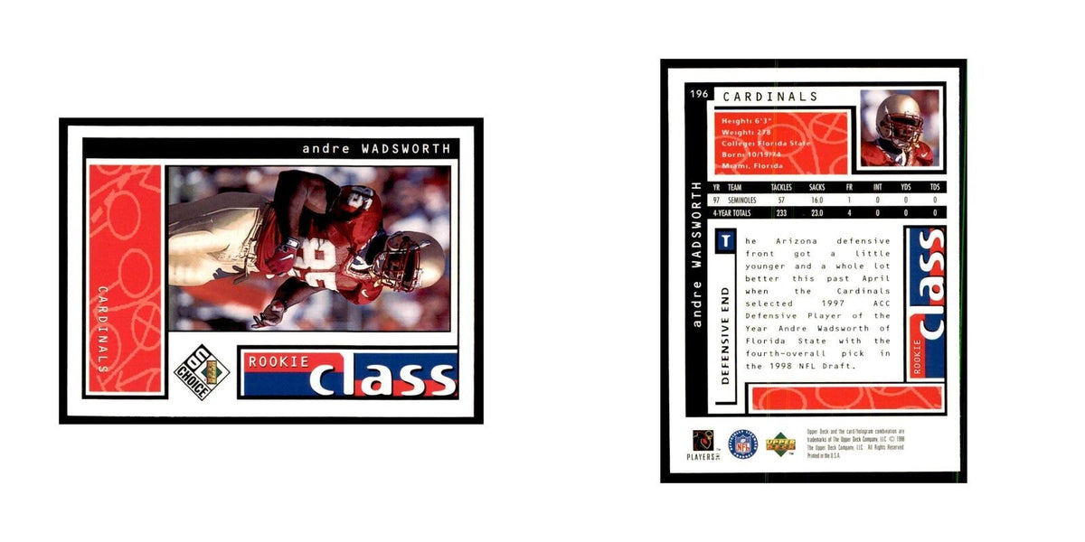 Andre Wadsworth Rookie 1998 UD Choice #196 Football Cards Football Card NM
