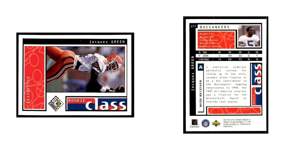 Jacquez Green Rookie 1998 UD Choice #217 Football Cards Football Card NM
