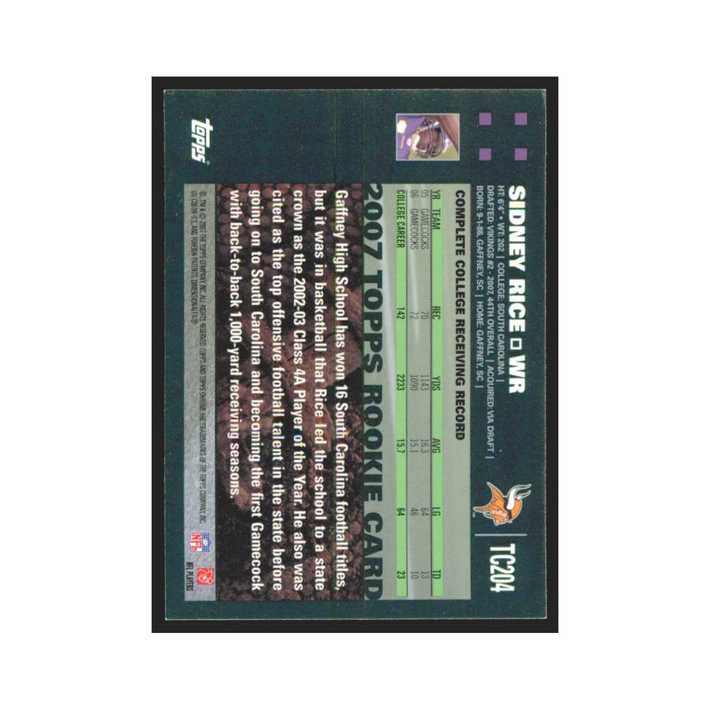 Sidney Rice 2007 Topps Chrome #TC204 Minnesota Vikings Football Card NM
