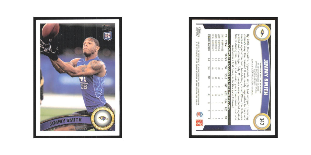 Jimmy Smith Rookie 2011 Topps #342 Baltimore Ravens Football Card NM