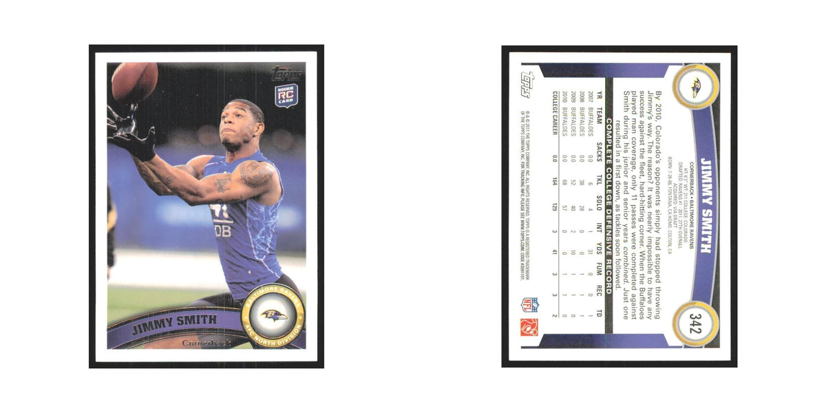 Jimmy Smith Rookie 2011 Topps #342 Baltimore Ravens Football Card NM