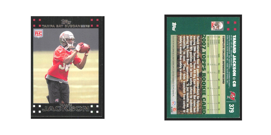 Tanard Jackson Rookie 2007 Topps #379 Tampa Bay Buccaneers Football Card NM