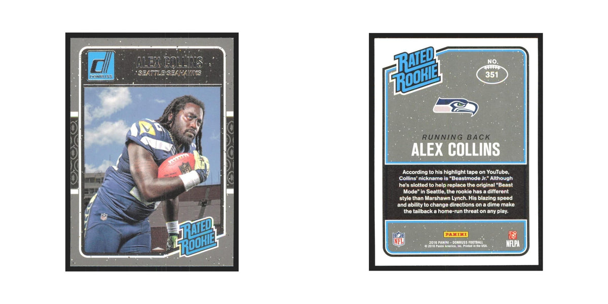 Alex Collins Rookie 2016 Donruss #351 Seattle Seahawks Football Card NM