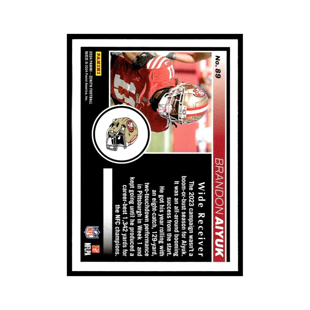 Brandon Aiyuk 2024 Panini Zenith #89 San Francisco 49ers Football Card NM