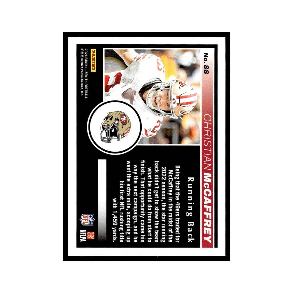 Christian McCaffrey 2024 Panini Zenith #88 San Francisco 49ers Football Card NM