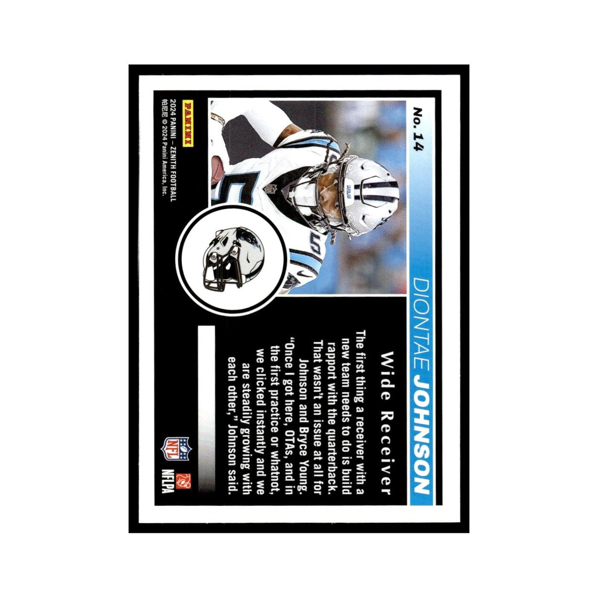 Diontae Johnson 2024 Panini Zenith #14 Carolina Panthers Football Card NM