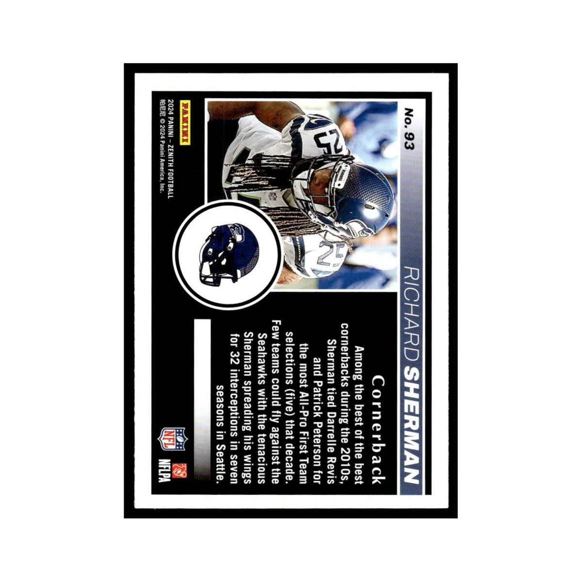 Richard Sherman 2024 Panini Zenith #93 Seattle Seahawks Football Card NM