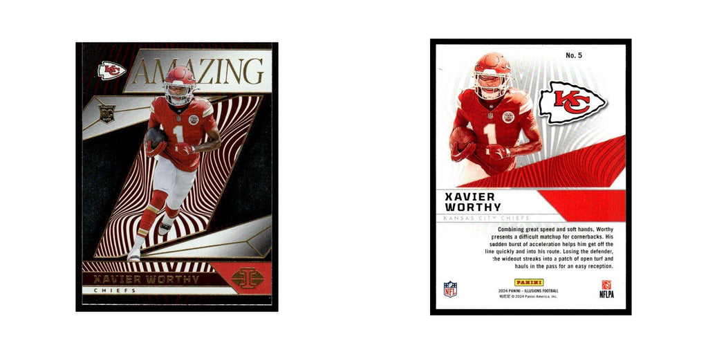 Xavier Worthy Rookie 2024 Panini Illusions Amazing #5 Kansas City Chiefs NM