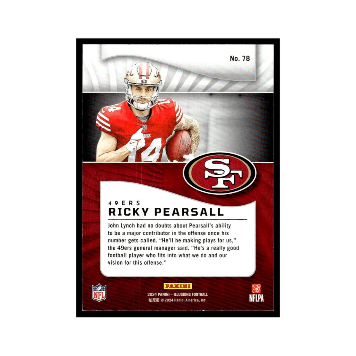 Ricky Pearsall Rookie 2024 Panini Illusions #78 San Francisco 49ers NM