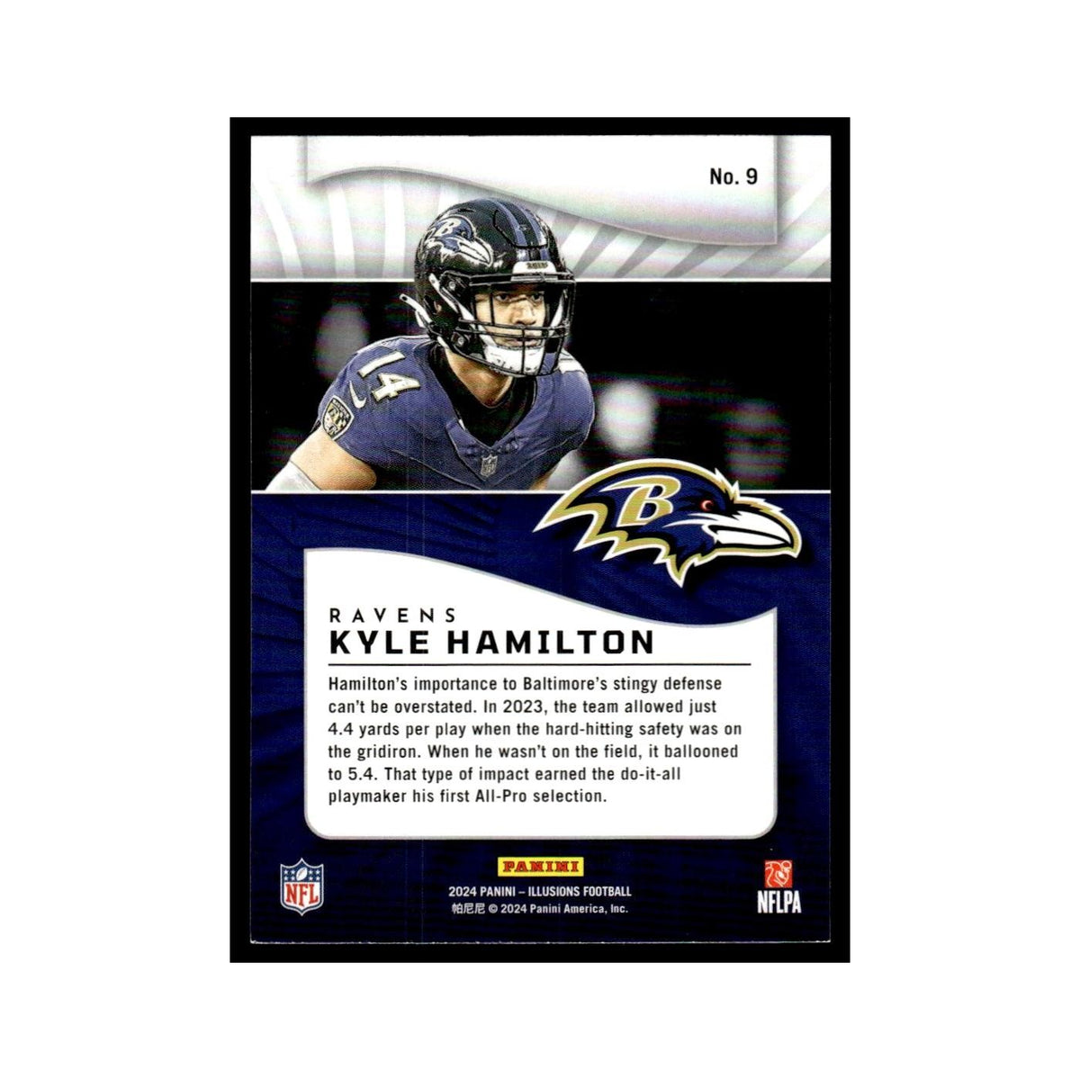Kyle Hamilton 2024 Panini #9 Baltimore Ravens Football Card NM