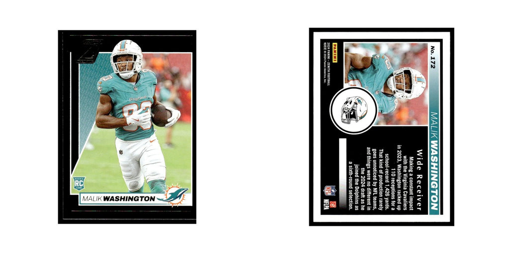 Malik Washington Rookie 2024 Panini Zenith #172 Miami Dolphins Football Card NM