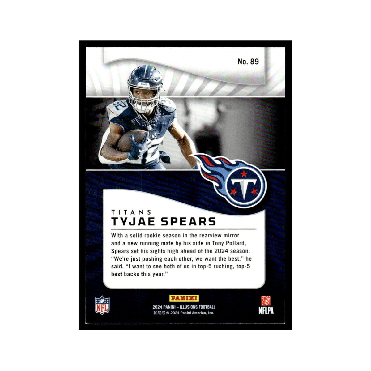 Tyjae Spears 2024 Panini Illusions #89 Tennessee Titans Football Card NM