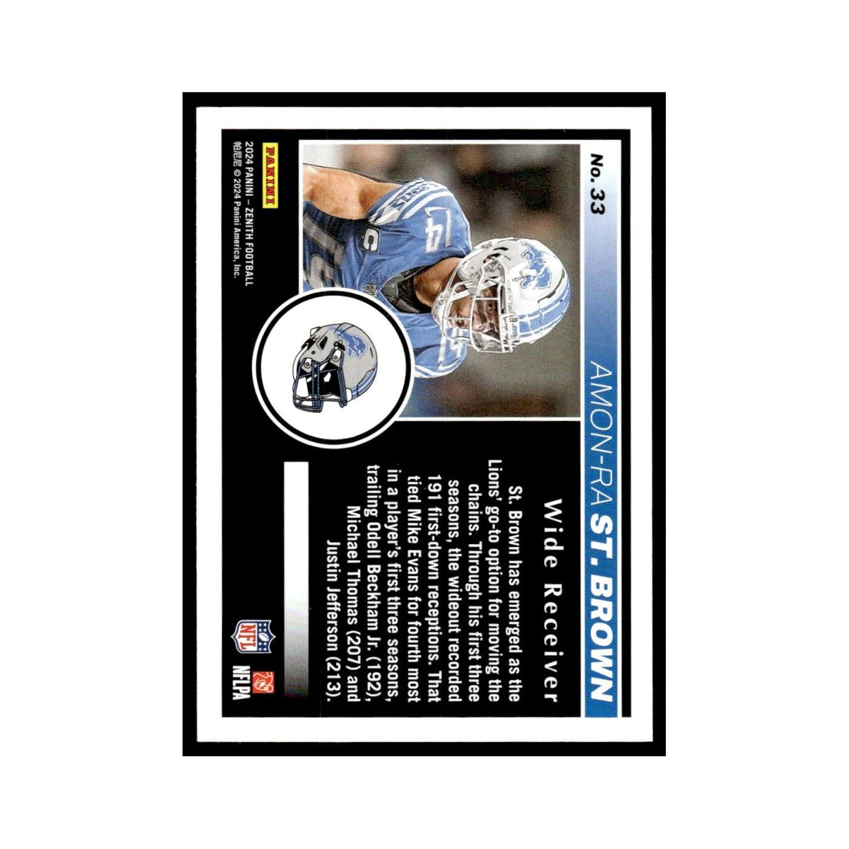 Amon Ra St. Brown 2024 Panini Zenith #33 Detroit Lions Football Card NM