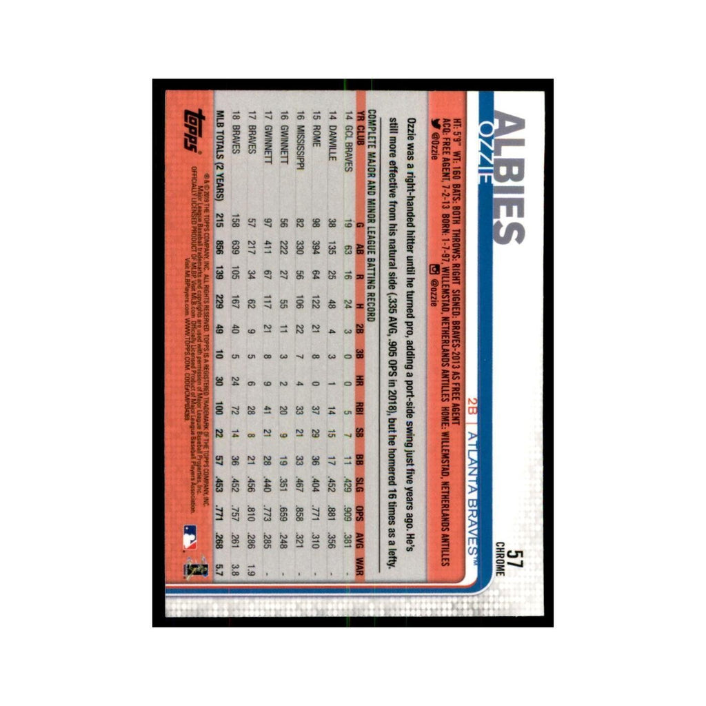 Ozzie Albies 2019 Topps Chrome #57 Baseball Cards Baseball Card NM