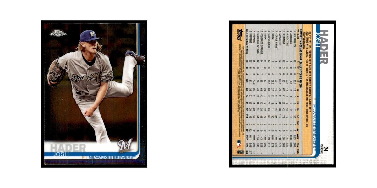 Josh Hader 2019 Topps Chrome #24 Baseball Cards Baseball Card NM