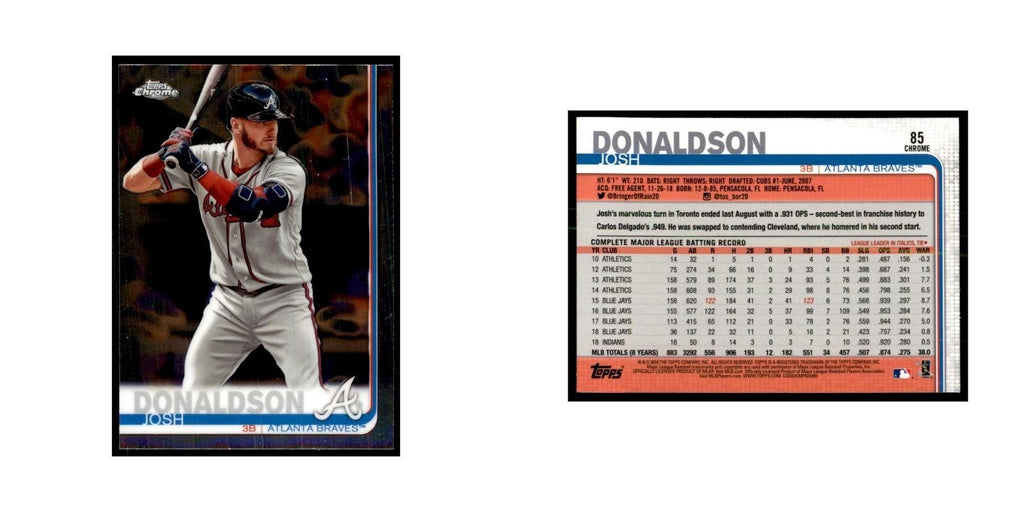 Josh Donaldson 2019 Topps Chrome #85 Baseball Cards Baseball Card NM
