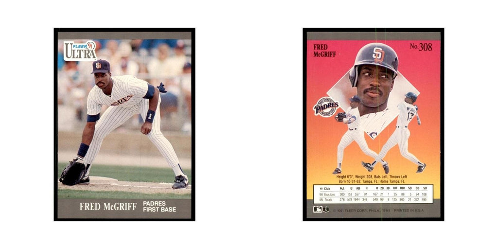Fred McGriff 1991 Fleer Ultra #308 Baseball Cards Baseball Card NM