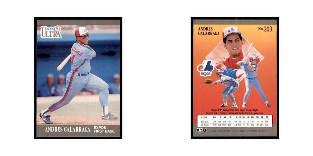 Andres Galarraga 1991 Fleer Ultra #203 Baseball Cards Baseball Card NM