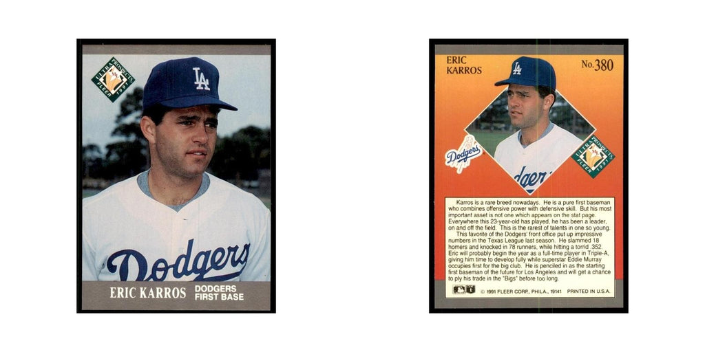 Eric Karros 1991 Fleer Ultra #380 Baseball Cards Baseball Card NM