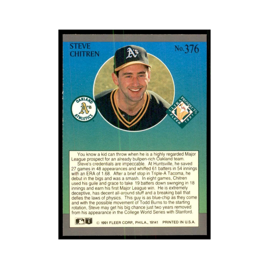 Steve Chitren 1991 Fleer Ultra #376 Baseball Cards Baseball Card NM