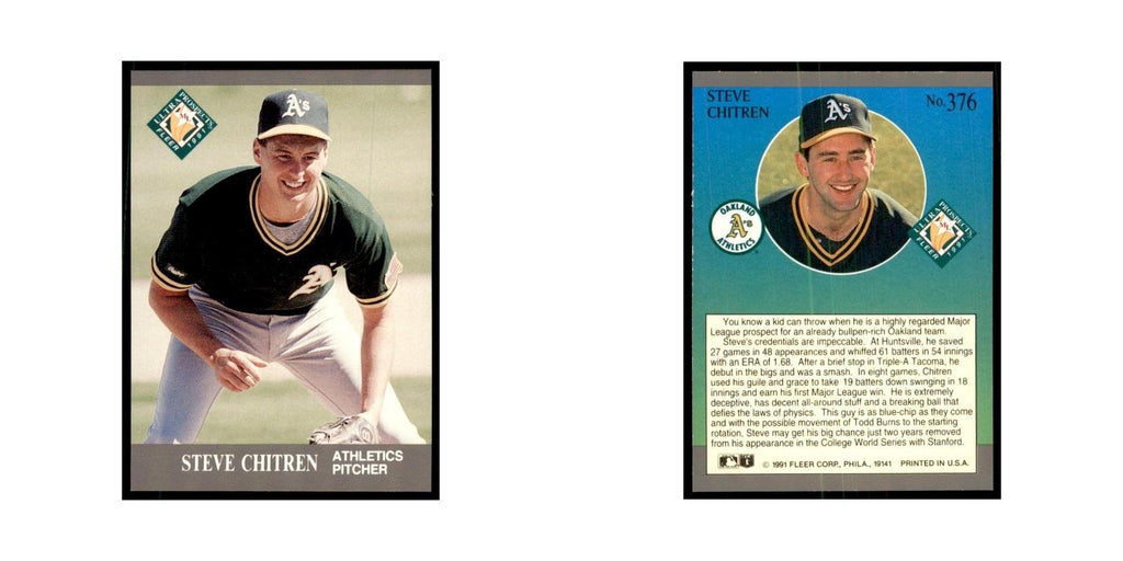 Steve Chitren 1991 Fleer Ultra #376 Baseball Cards Baseball Card NM