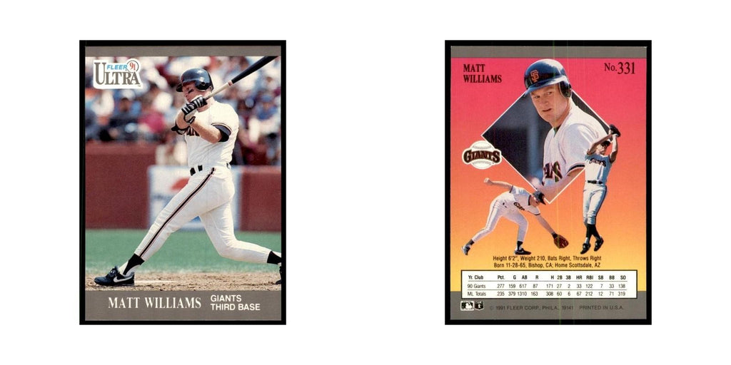 Matt Williams 1991 Fleer Ultra #331 Baseball Cards Baseball Card NM