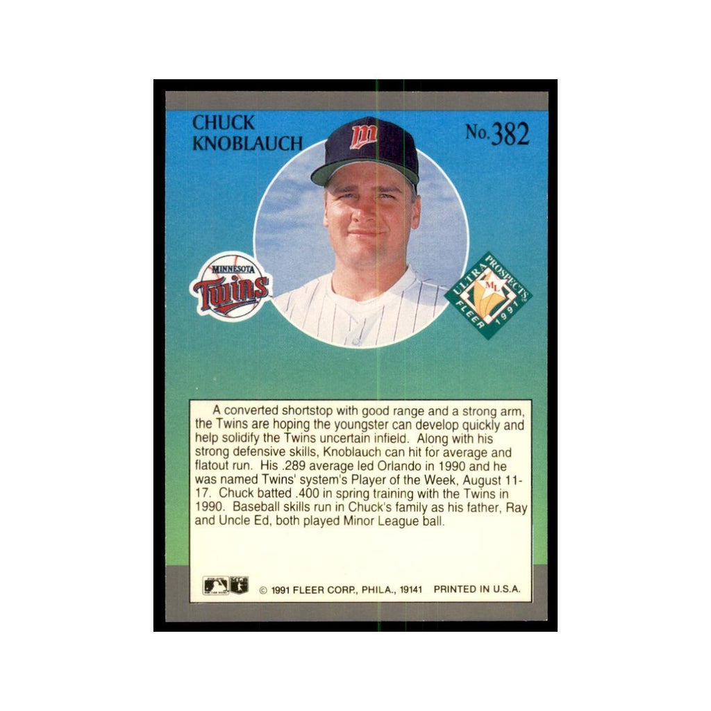 Chuck Knoblauch 1991 Fleer Ultra #382 Baseball Cards Baseball Card NM