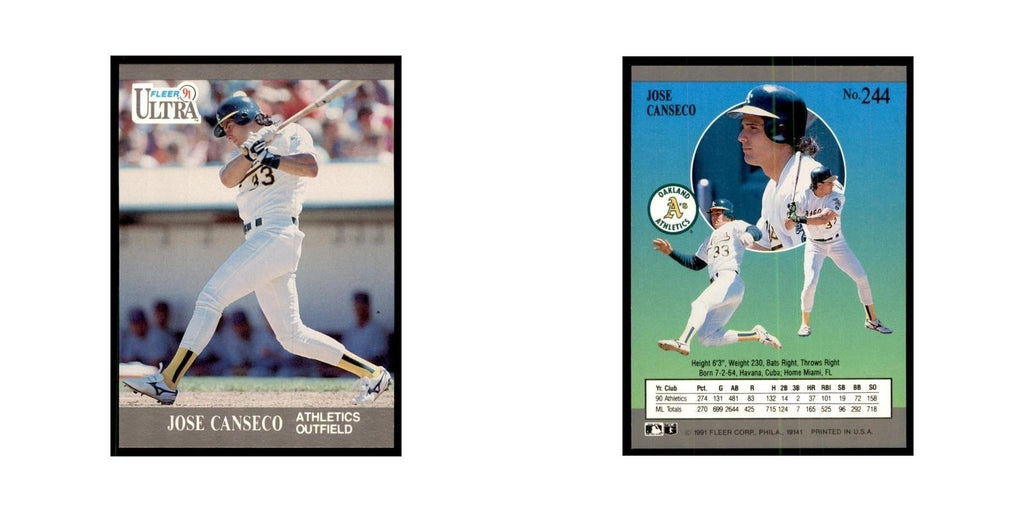 Jose Canseco 1991 Fleer Ultra #244 Baseball Cards Baseball Card NM