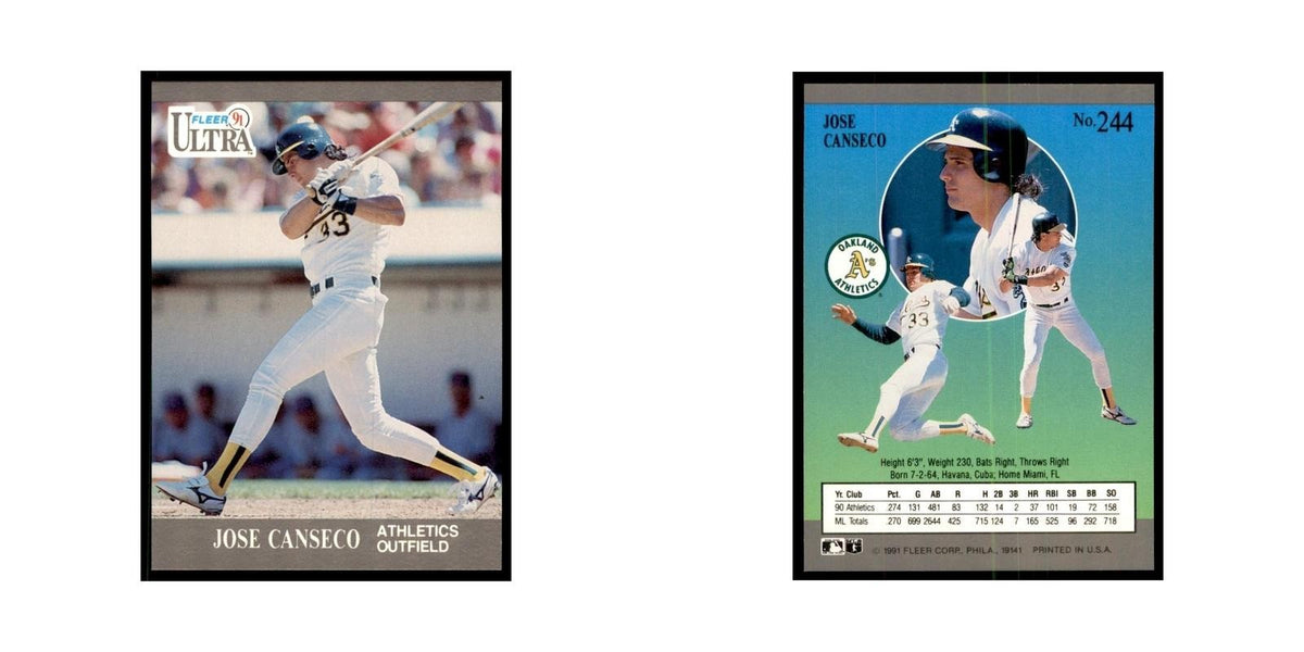 Jose Canseco 1991 Fleer Ultra #244 Baseball Cards Baseball Card NM
