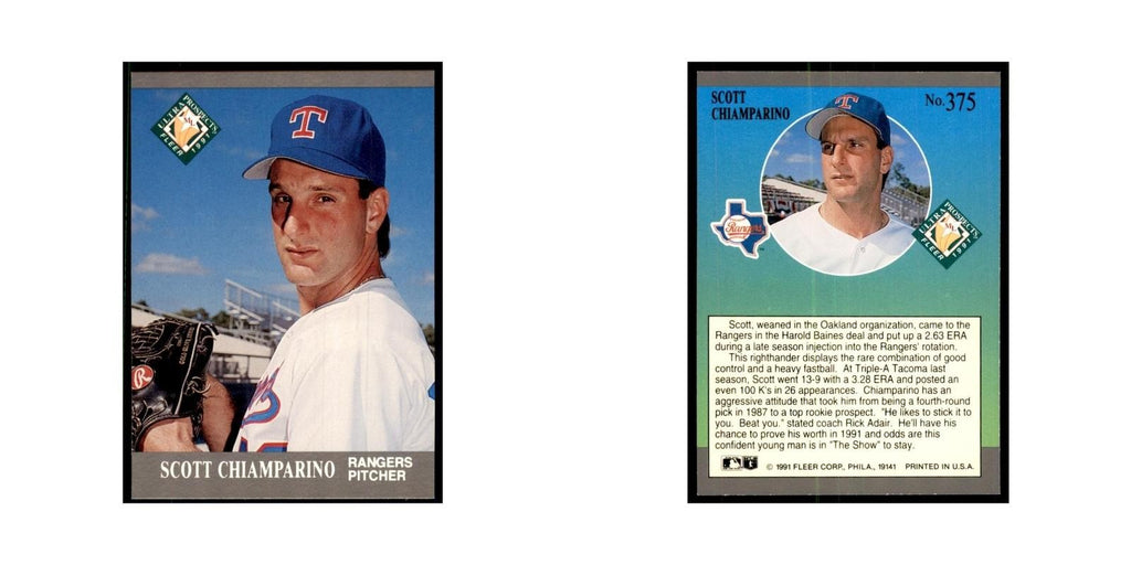 Scott Chiamparino 1991 Fleer Ultra #375 Baseball Cards Baseball Card NM