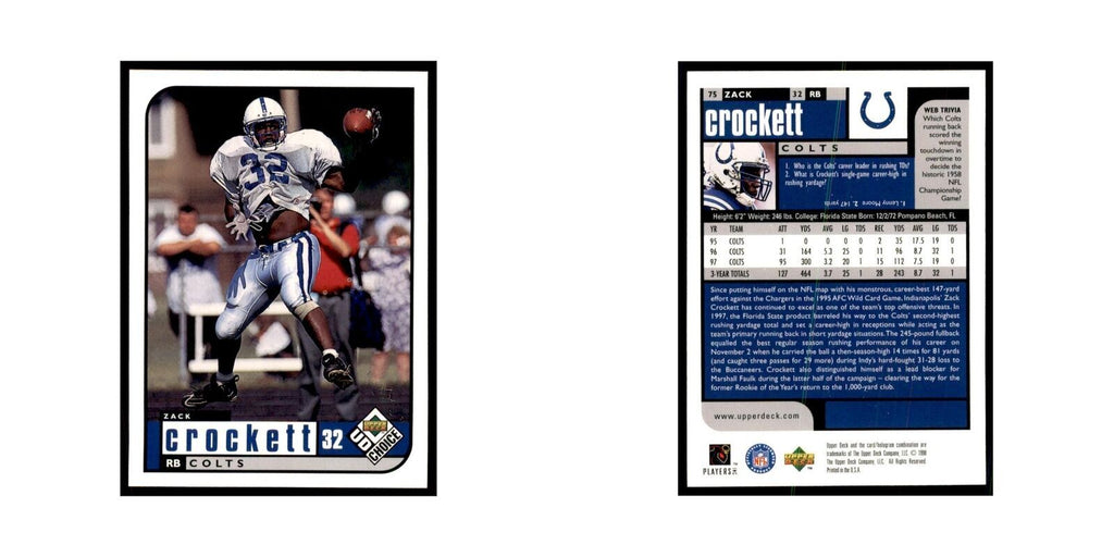 Zack Crockett 1998 UD Choice #75 Football Cards Football Card NM