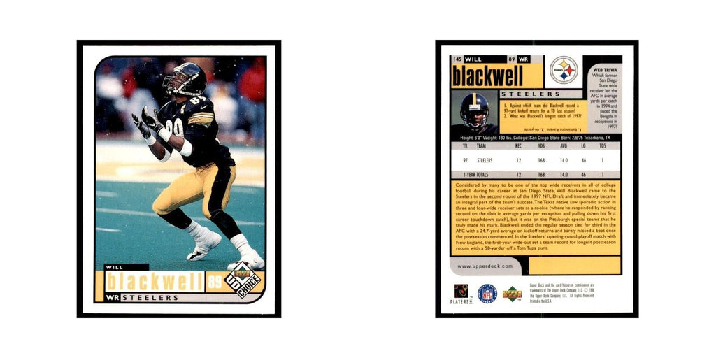 Will Blackwell 1998 UD Choice #145 Football Cards Football Card NM