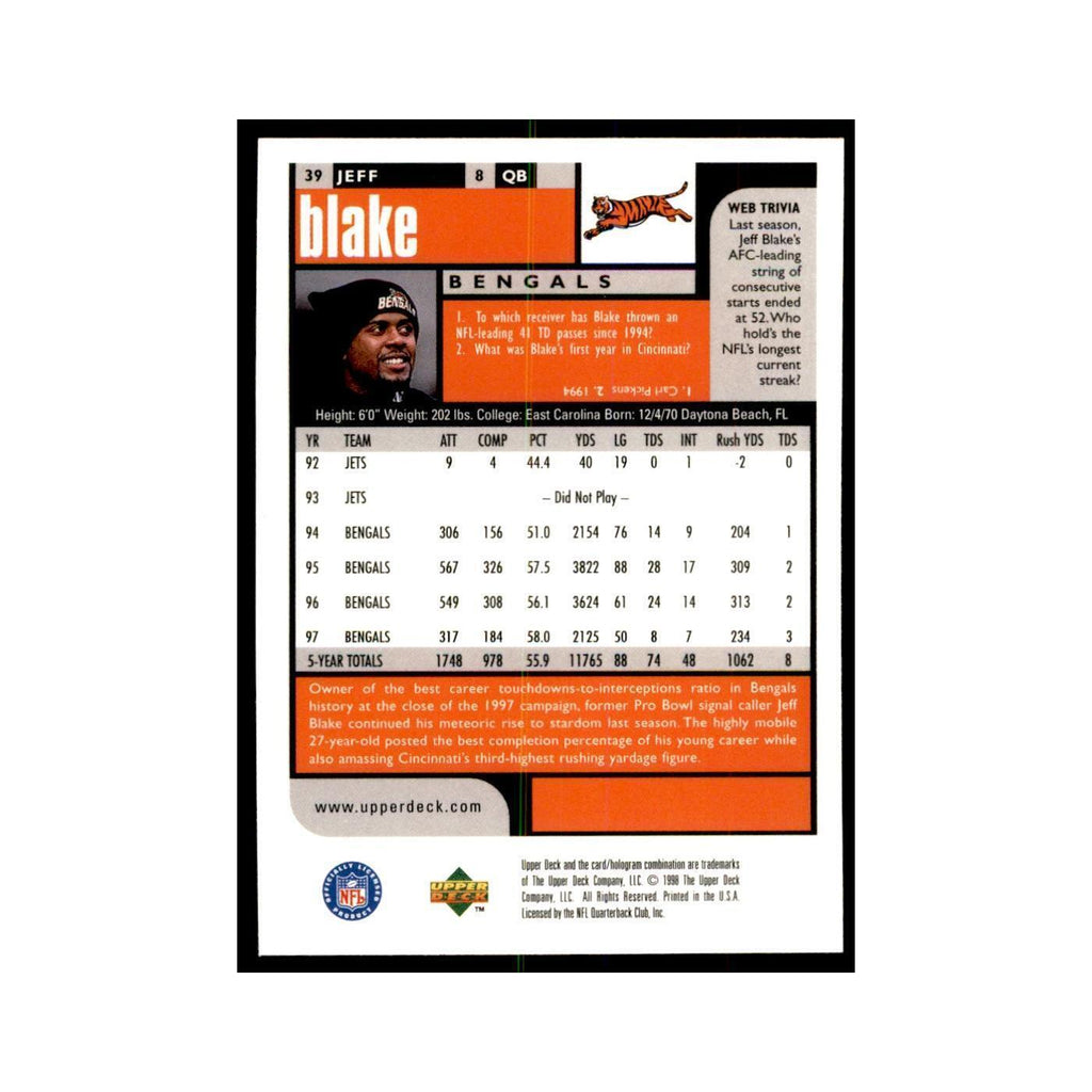 Jeff Blake 1998 UD Choice #39 Football Cards Football Card NM