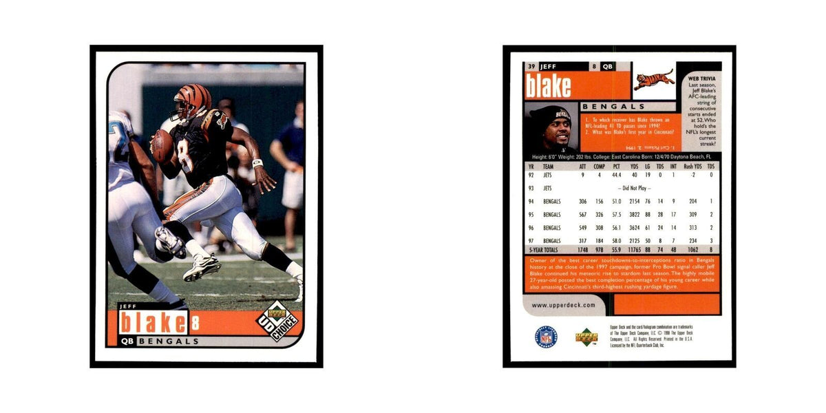 Jeff Blake 1998 UD Choice #39 Football Cards Football Card NM