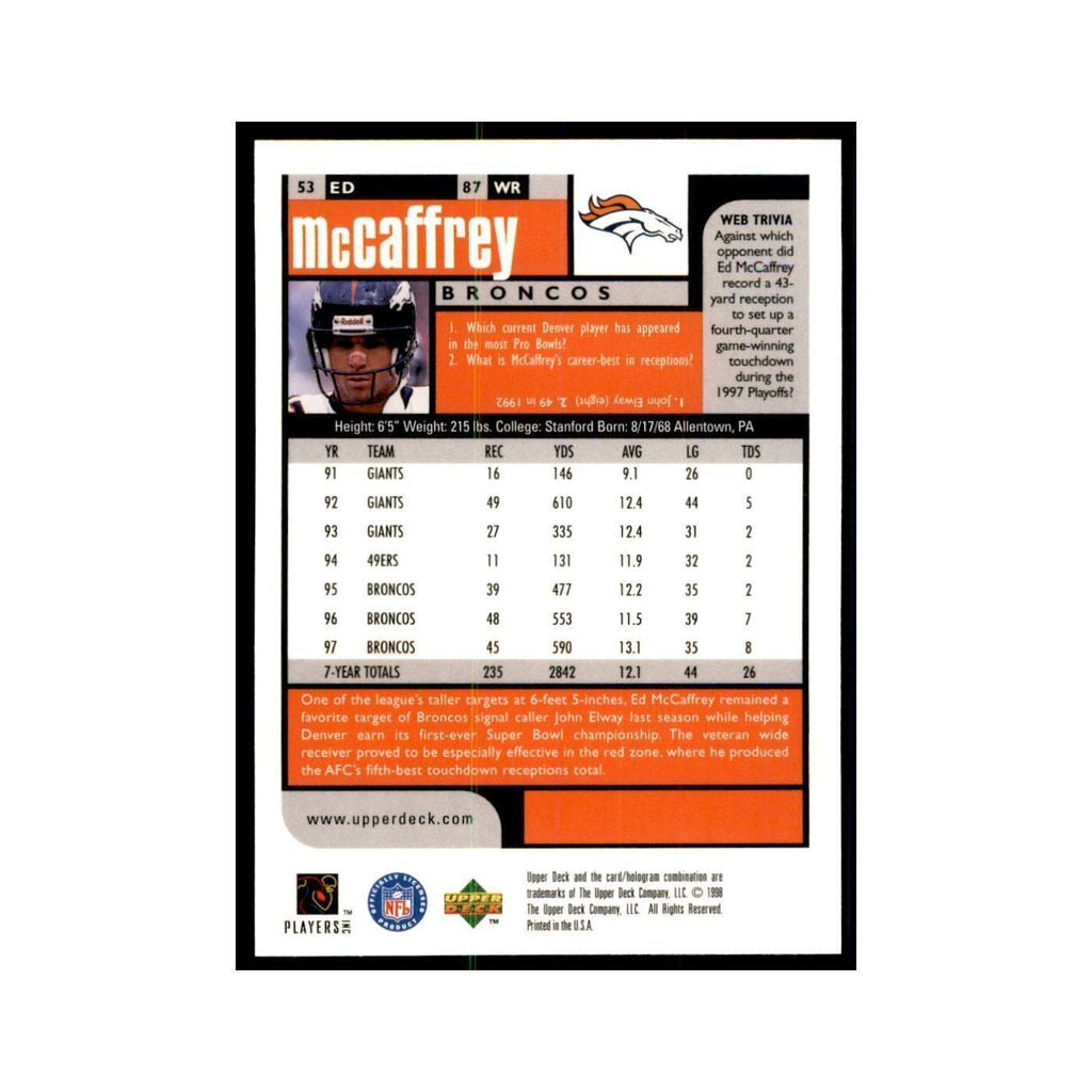 Ed McCaffrey 1998 UD Choice #53 Football Cards Football Card NM
