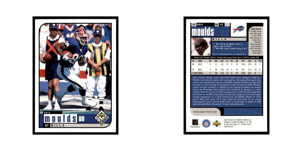 Eric Moulds 1998 UD Choice #20 Football Cards Football Card NM