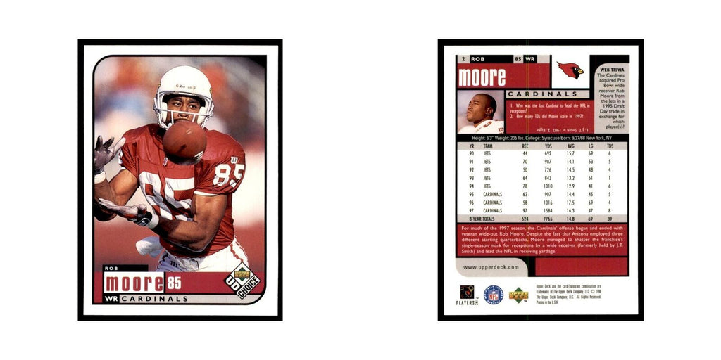 Rob Moore 1998 UD Choice #2 Football Cards Football Card NM