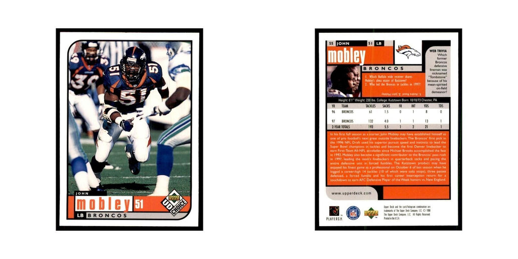 John Mobley 1998 UD Choice #55 Football Cards Football Card NM