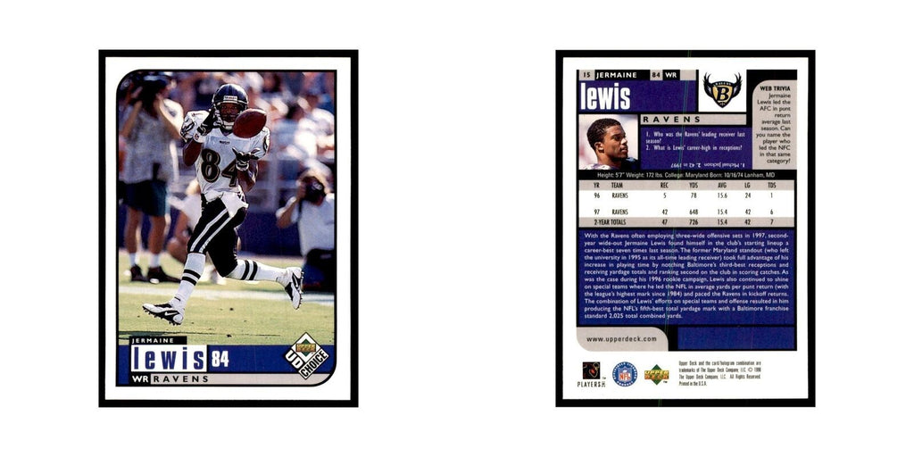 Jermaine Lewis 1998 UD Choice #15 Football Cards Football Card NM