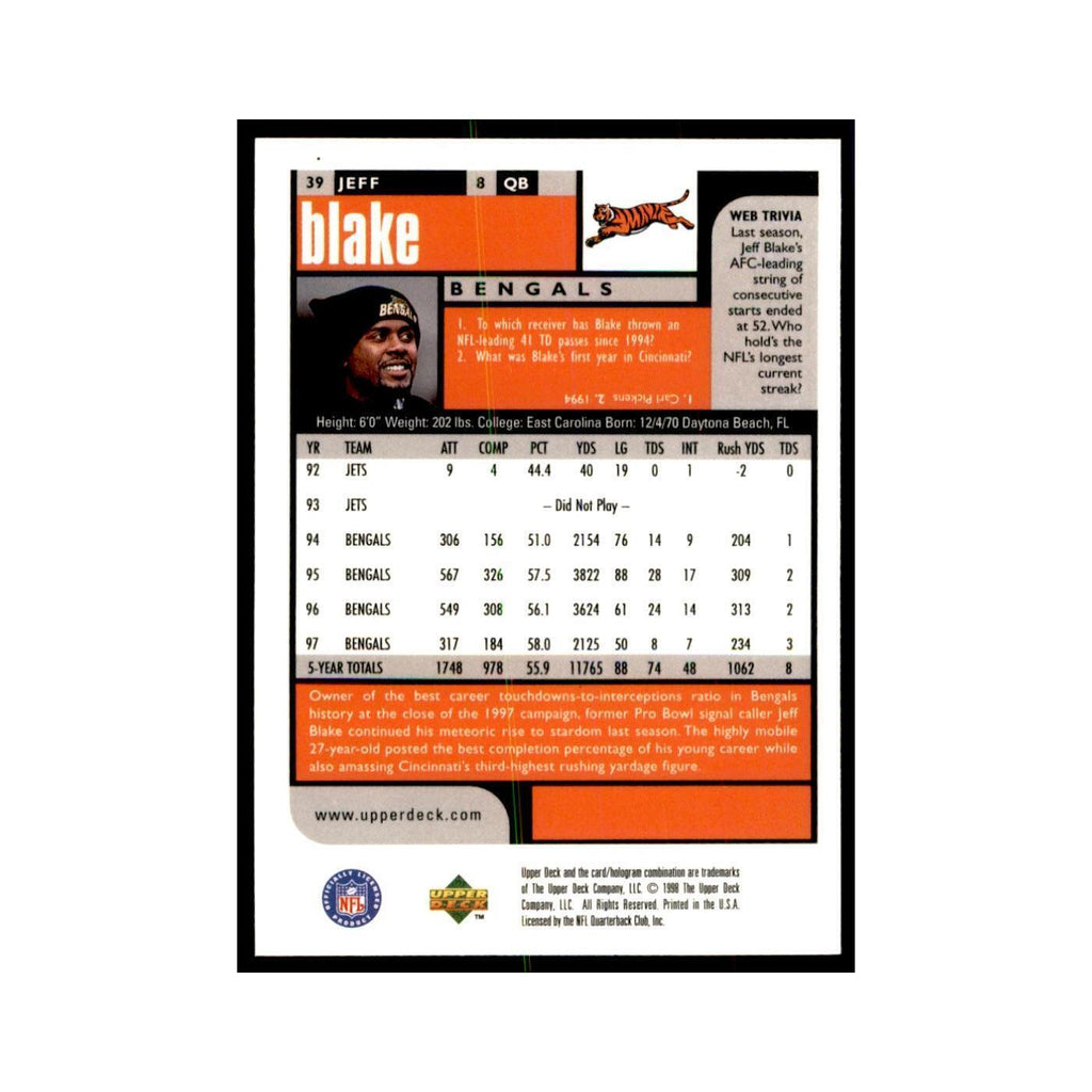 Jeff Blake 1998 UD Choice #39 Football Cards Football Card NM